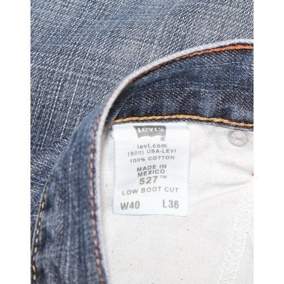 Levi's 527 Low Rise Boot Cut Blue Jeans 100% Cotton Mens Measures Size 41 x 36 - Picture 8 of 10